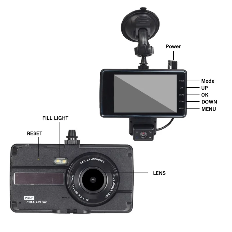 

Videoregistratore da 4 pollici Avto DVR Dash Cam HD 1080P videoregistratore con telecamera posteriore Dvr 2 in 1 registrazione