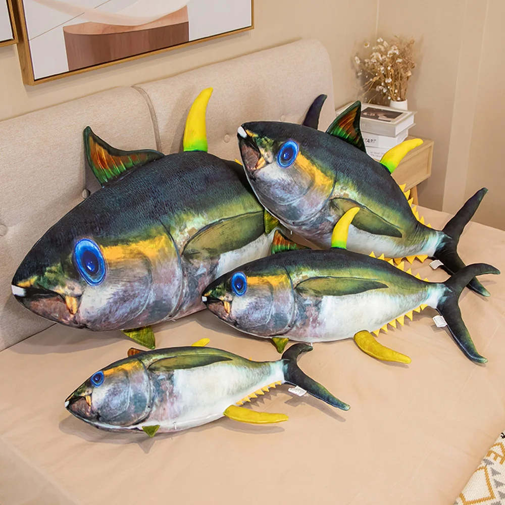 

Simulation Bluefin Tuna Plush Toys Stuffed Soft Lifelike Blue Tynny Pillow Ocean Fish Dolls Creative Educational Gifts for Kids