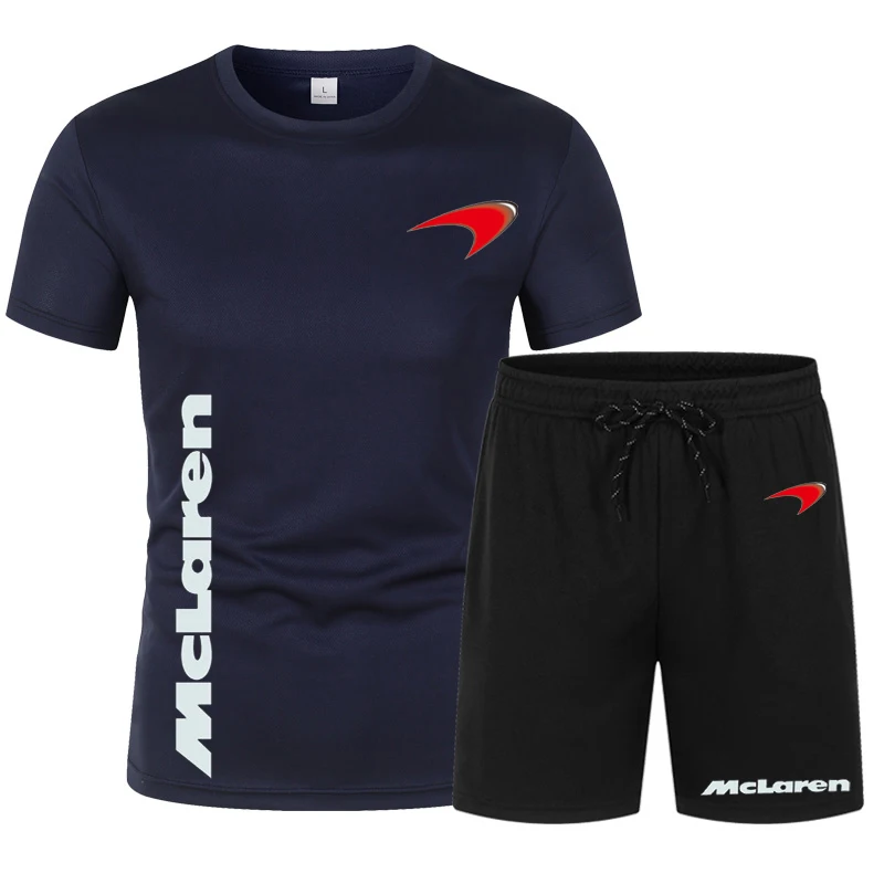 2022 F1 McLaren Team Men's Sets Sportswear Cotton Fitness Running Fashion Short Sleeve Shirt T-Shirt +Jogging Pants men clothing