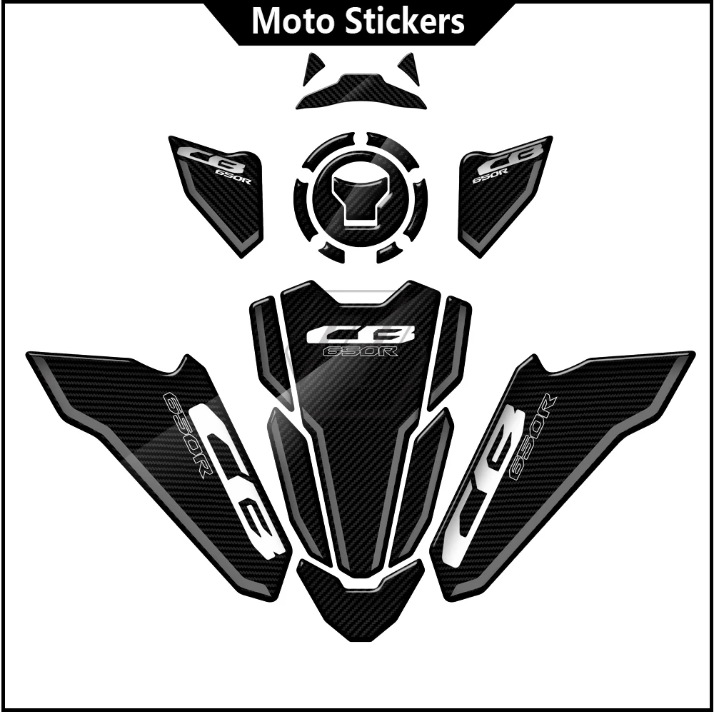 

3D Carbon-look Motorcycle Accessorie Triple Yoke Defender Sticker Tank Pad Decals for Honda CB650R 2021-2022