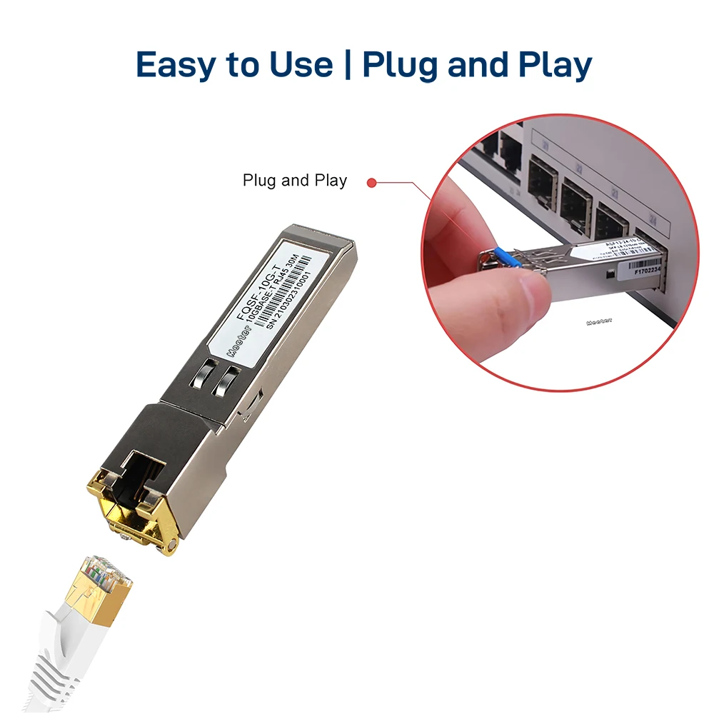 Фото Медный трансивер SFP+ RJ45 10GBase-T, 30 м через Cat6a/Cat7, совместимый с Cisco, HP, Mikrotik, Ubiquiti, SFP-10G-T №4