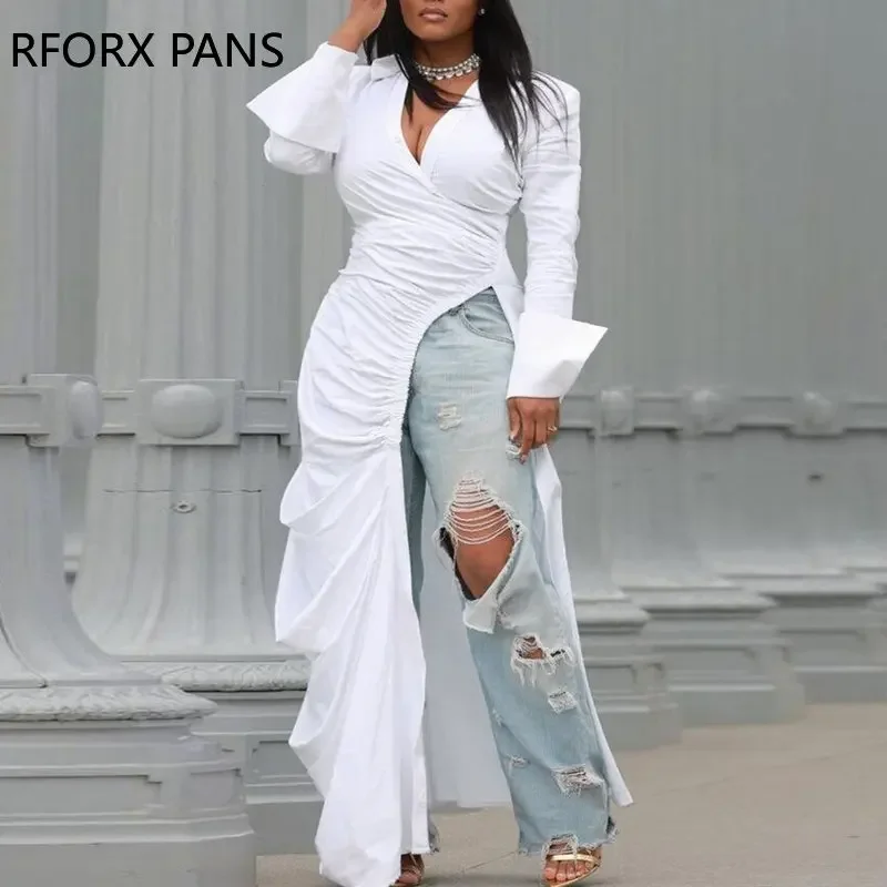 Женское однотонное Повседневное платье размера плюс асимметричное длинное