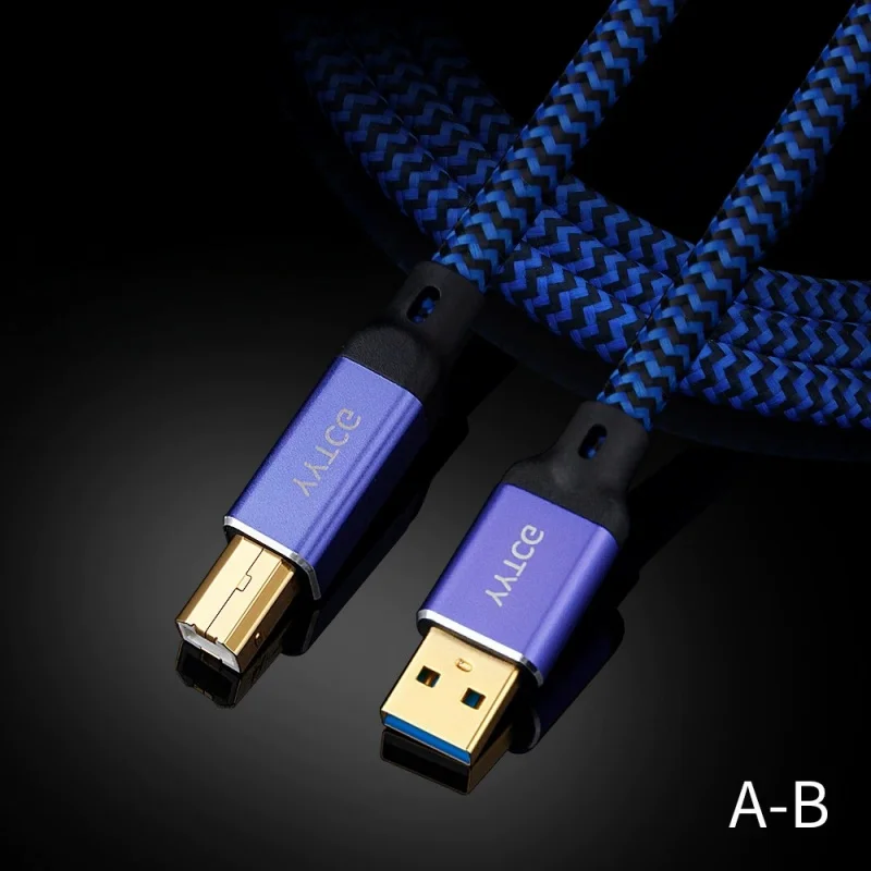 Фото Кабели для передачи данных и аудио, Hi-Fi USB-кабель, высококачественный кабель для принтера, Type A-B, 6N OCC, провод для колонок, для декодера, звуковой карты, микшера, синий, 1м, 1.5м, 2м №1