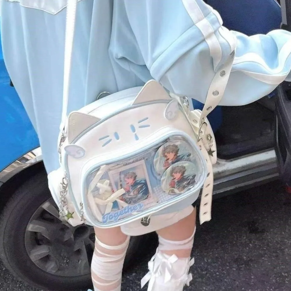 Кожаная Сумка Через Плечо С Милым Кошачьим Принтом Для Женщин Повседневный Стиль