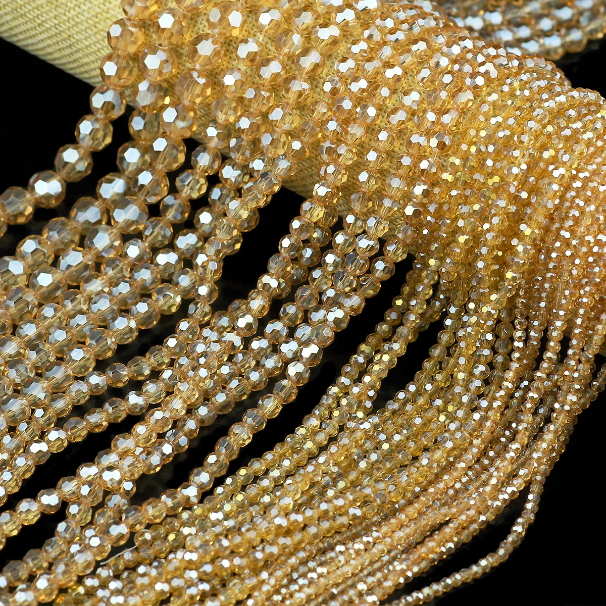 Бусины австрийские кристаллы золотые цветные шарики AB круглые свободные