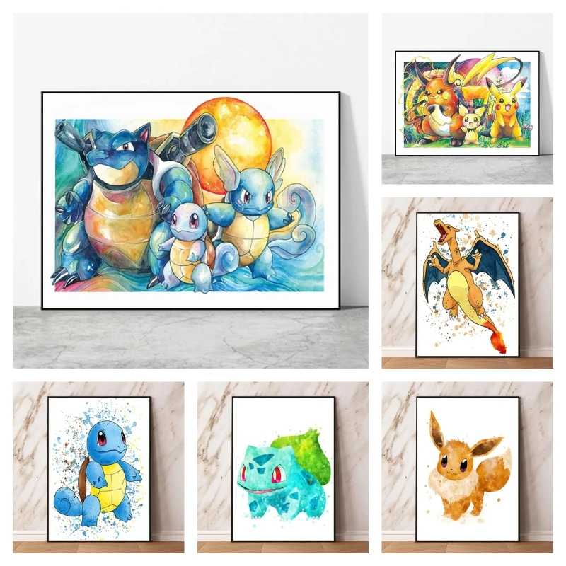 

Canvas Prints Pokemon Bulbasaur Friends Gifts Kid Action Figures Cartoon Character Picture Home Room Painting Hanging