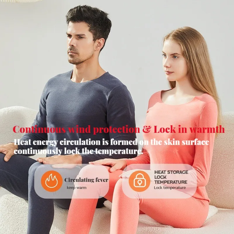 Thermal Underwear Men Winter Clothes Seamless Thick Double Layer Warm Lingerie Women Thermal Clothing 2 Pieces size L to 4XL