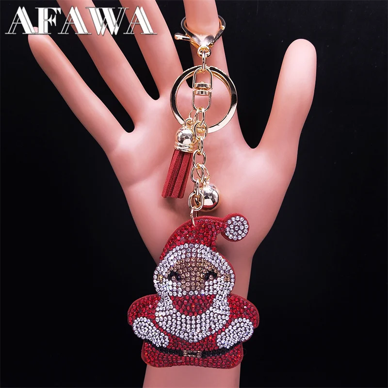 

Fashion the Santa Clau Key Chain Gold Color Stainless Steel Christmas White Beard Man Keyring Bag Charm Jewelry llaveros K03S01