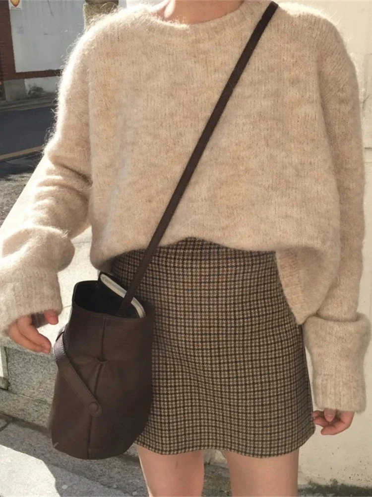 

2023 Winter Warm Sweater Women Pullover Girls Sweater Knitting Tops Vintage Long Sleeve Fall Elegant Female Knitted Outerwear