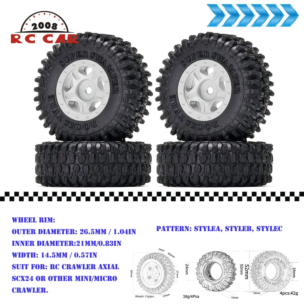 1:24 1,0 металлический шиномонтажный станок с ЧПУ, колесный обод На микрогусеничном ходу и шины 52 мм для гусеничного осевого крана SCX24 90081 AXI00001, мини-гусеничный