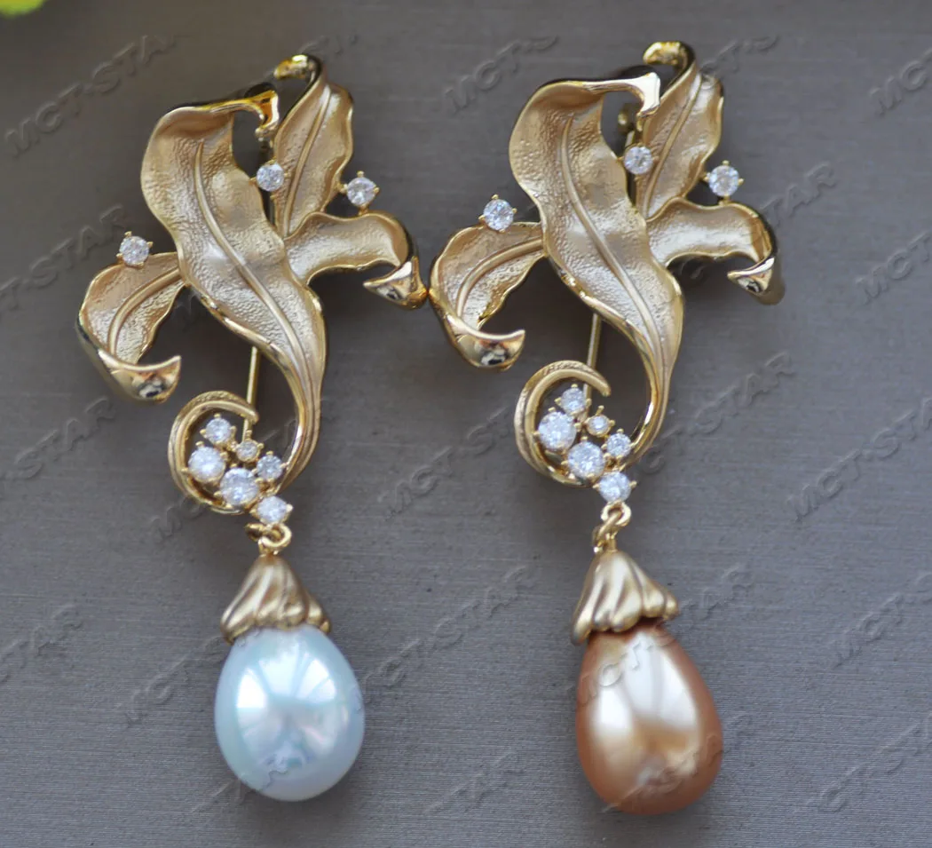 

MCT·STAR Z11961 60mm White Champagne Teardrop Shell Pearl Gold-Plating Narcissus Brooch Pendant