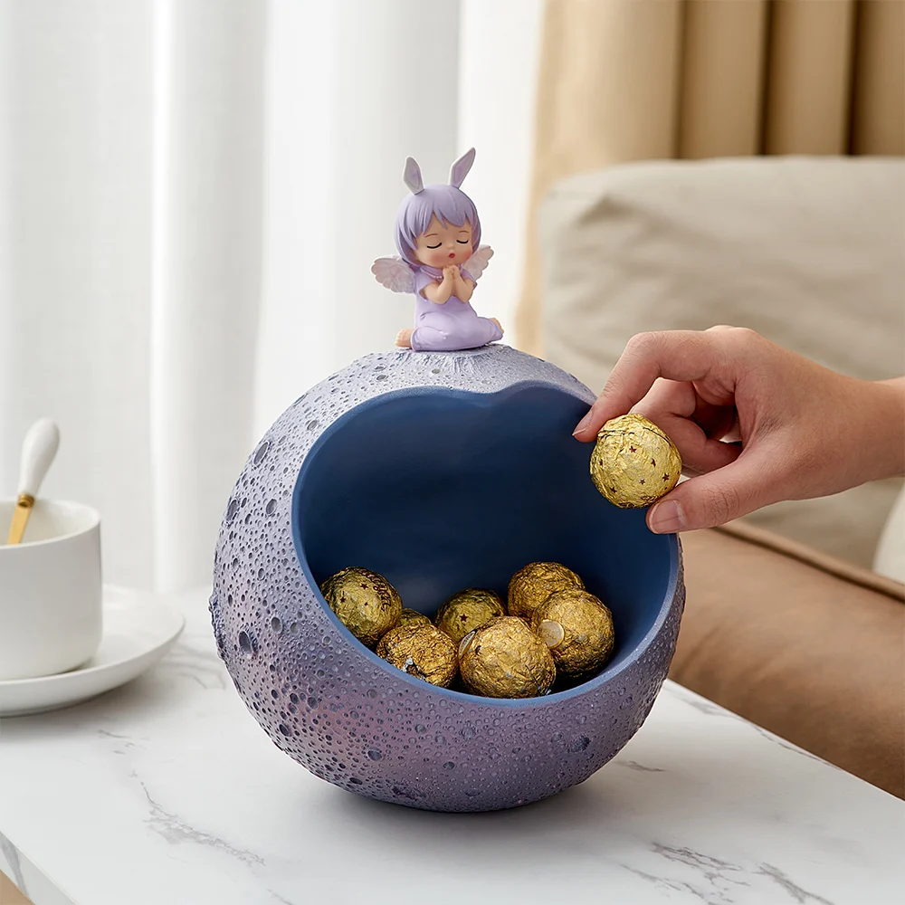 

Creative Angel Annie Figurine Resin Porch Key Storage Organizer Fairy Garden Desktop Ornament Modern Home Decor Storage Box Gift