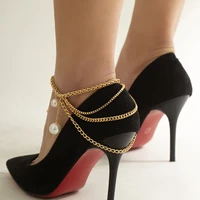 punk sexy wide ankle chain wedding women high heel multi layer foot ankle chain barefoot sandals beach jewelry female anklet new