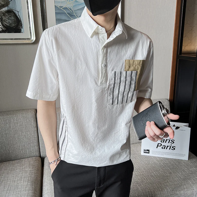 

Высококачественная летняя Американская футболка-поло для мужчин, модная универсальная тонкая мужская футболка с коротким рукавом