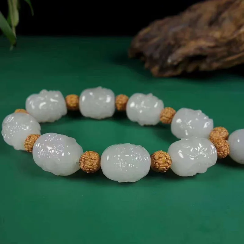 Натуральный Синьцзян Хэтянь Нефрит Материал Цинхай дымчато-серый ручной резной