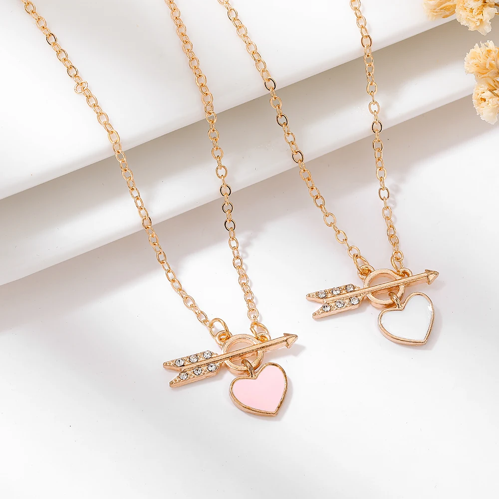 

Micro Pave Cubic Zirconia Chain Necklaces Heart Enamel Hollow Out Zirconia Necklace on Neck for Women Fashion CZ Jewels Collar