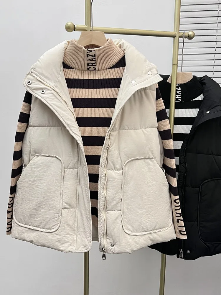 Женский пуховой жилет с хлопковой подкладкой европейские товары Осень-зима 2024