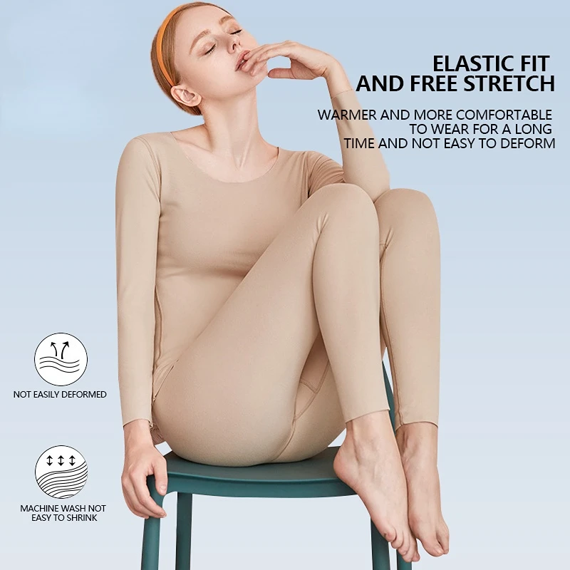 New Double-Sided Sanding Thermal Underwear Set Seamless Autumn Clothes Long Johns for Women Warm Winter Unisex Thermo Lingerie