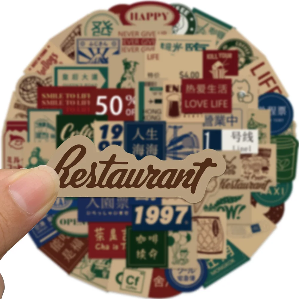 65 шт. винтажные наклейки-коллажи в гонконгском стиле |