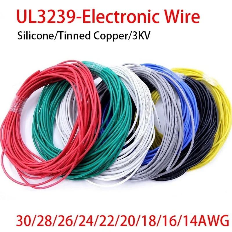 Медный провод 5 м 30/28/26/24/22/20/18/16/14 AWG Мягкий силикон изолированный 3 кВ гибкий сделай
