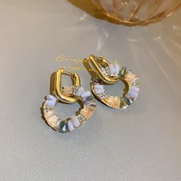 geometric circle crystal drop earrings for women bijoux delicate round zircon dangle earrings party jewelry gifts