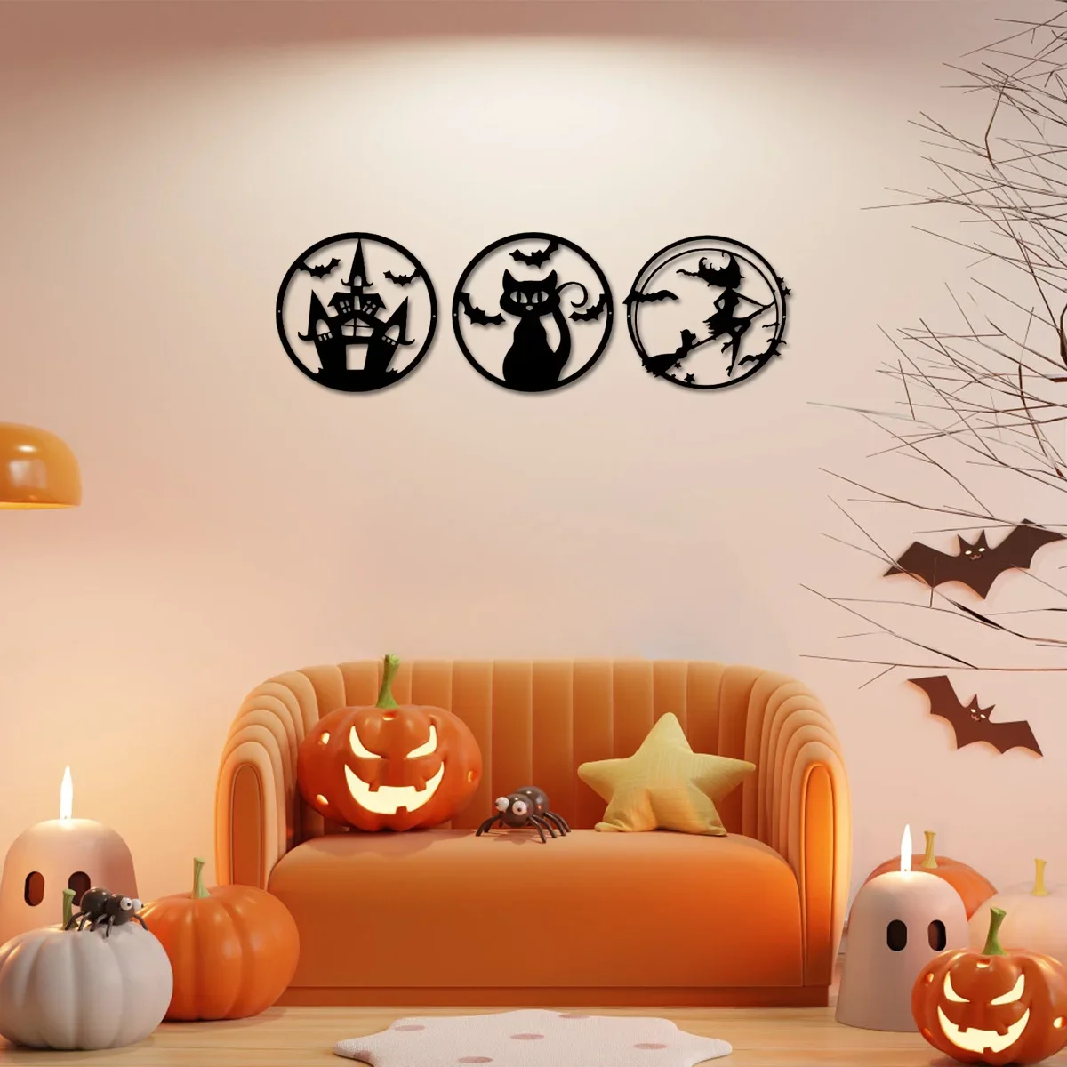 Металлическое украшение стены: очаровательная безрамная подвеска с рисунком