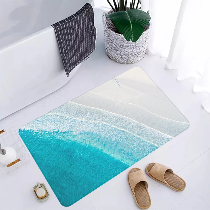 

Sea Carpet Living Room Non-slip and Washable Kitchen Mat Coast Bath Balcony Decorations Bathroom Rug Kawaii Decoration Welcome