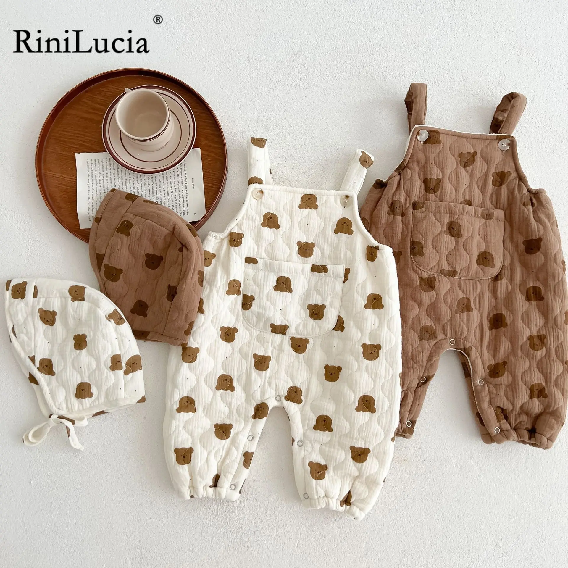 

RiniLucia Toddler Baby Kids Boys Girls Overalls Winter Newborn Baby Girls Pocket Romper Jumpsuits Casual Bib Pants One-Pieces