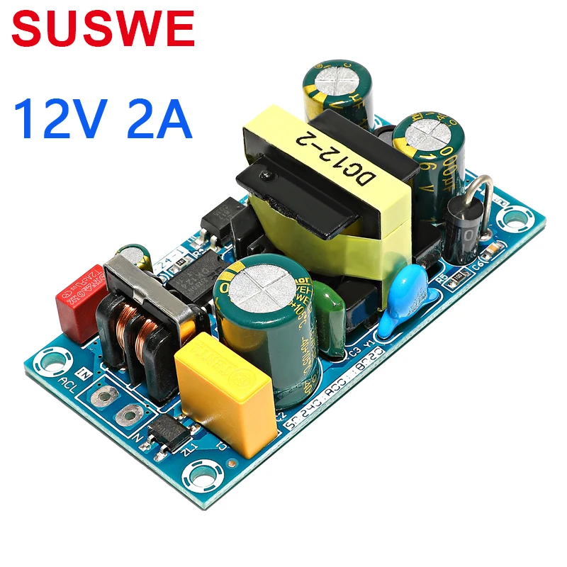

AC-DC 12V2A 24W Switching Power Supply Module Bare Circuit 85-260V to 12V 2A Board for Replace/Repair 24V1A