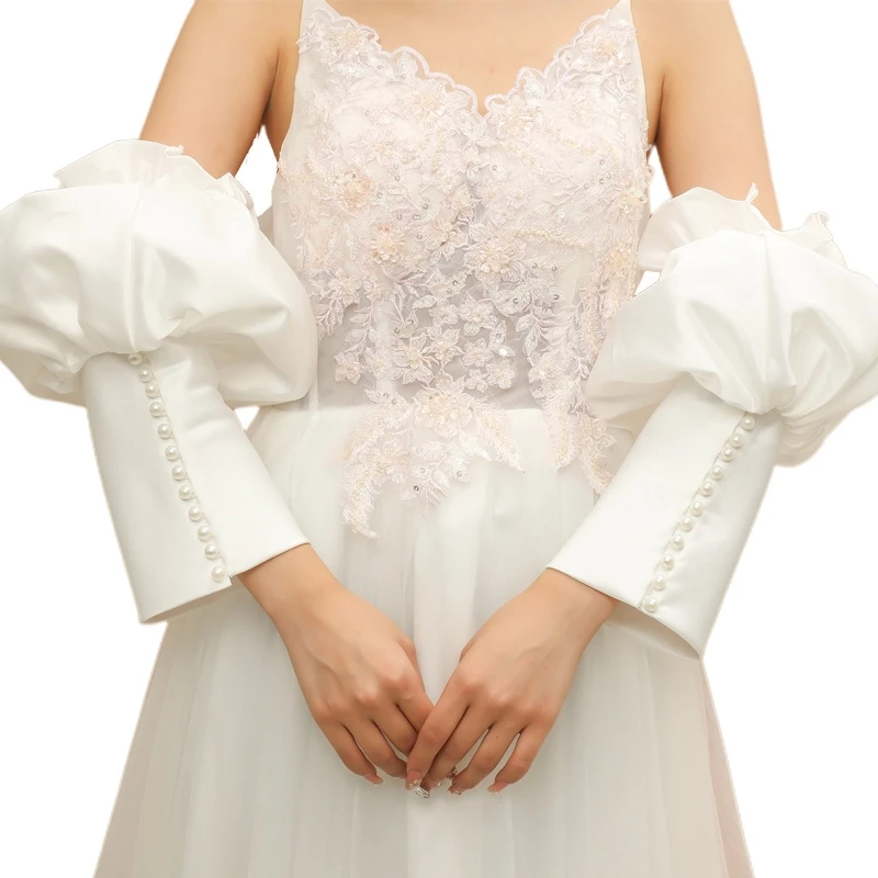 

Long Bridal Dress Sleeves Fingerless Formal Dress Puff Cuffs Wedding Supplies