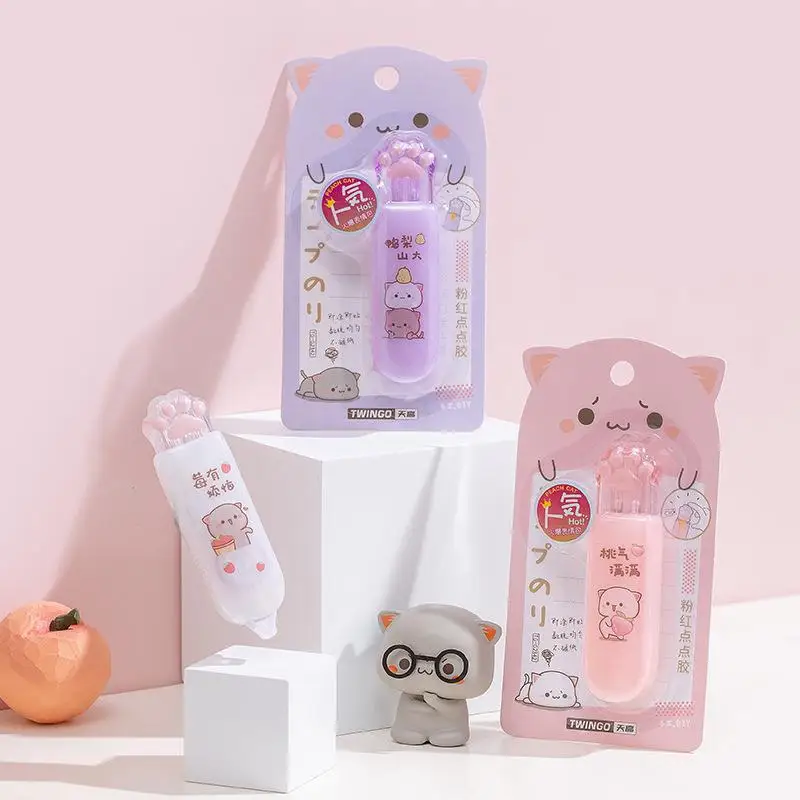 5 M Kawaii Peach Cat Mechanical Dot Sticker Double Sided Glue Tape Scrapbooking Diy Journal Tool Supplies Gift Prizes