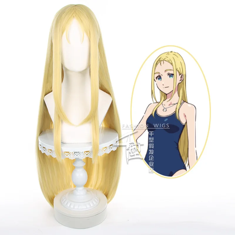 

Summer Re-enactment Xiaozhou Tide Cosplay Wig Light Blonde Medium Part Long Straight Hair with Bangs Women Heat Resistant Wig