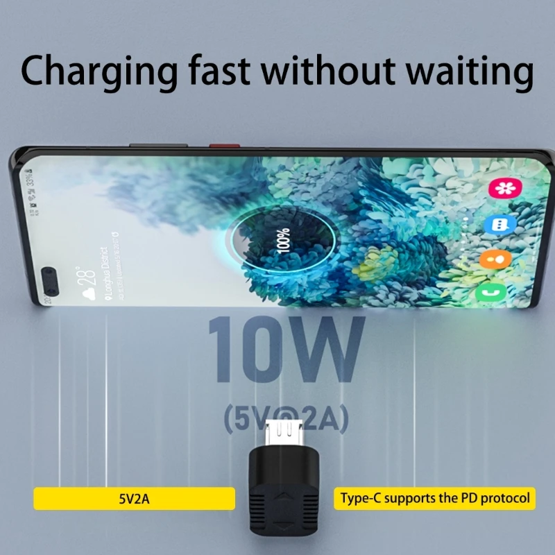 Адаптер Micro USB переходник с углом 90 градусов папа на мама Type-C