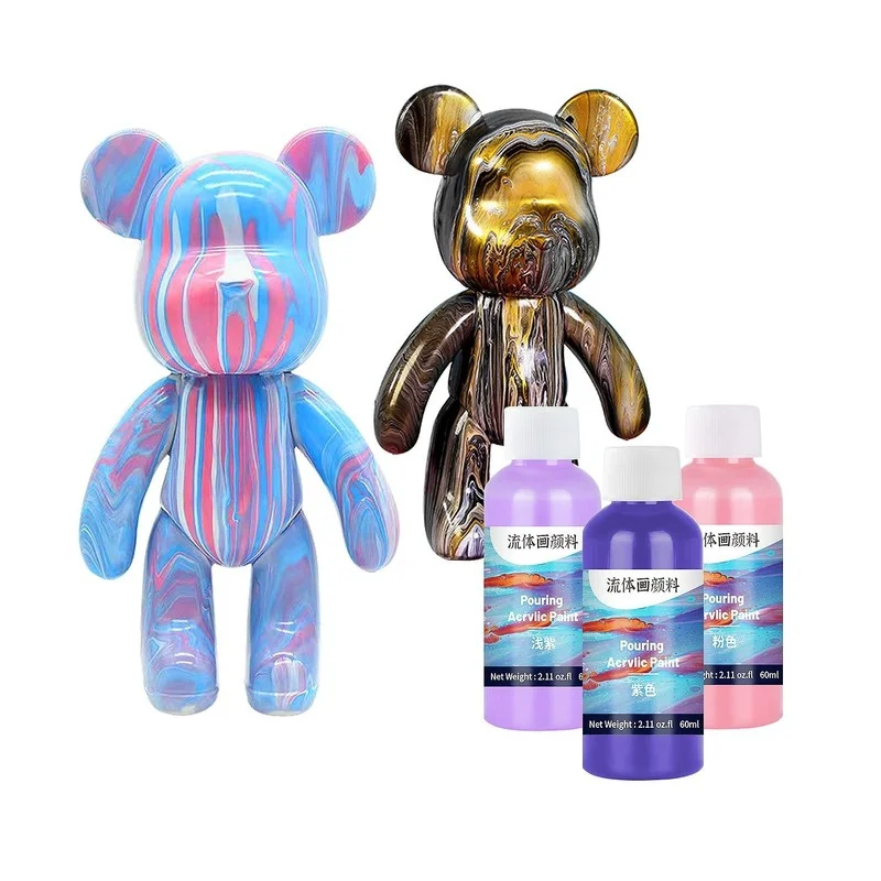 

18/23cm High-gloss Fluid Painting DIY Violent Bear Material Set Fluid Acrylic Paint Paste Delicate Coverage Good Color Bright