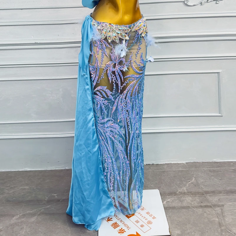 Костюм BellyDance женское высококачественное роскошное атласное платье со стразами