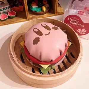 Anime Kawaii Kirbys Hamburger Wallet Cute Pendant Backpack Y2K Girls Women PU Pink Round Coin Card S in USA (United States)