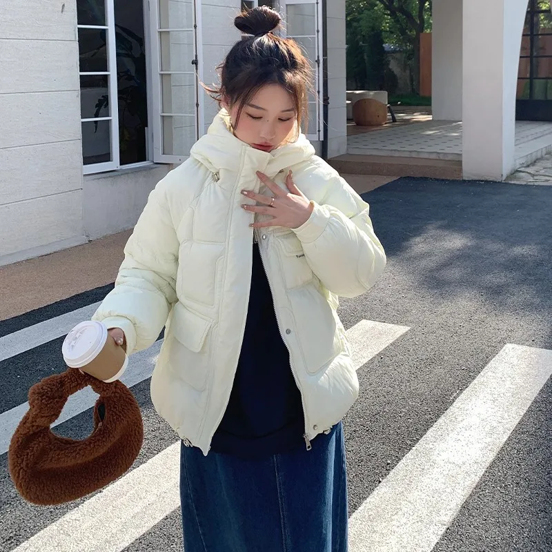 GUUZYUVIZ Casual Thick Hooded Coats Parkas Women Autumn Winter Warm Solid Cotton Jacket Snow Wear Pocket Outwear Abrigo Mujer