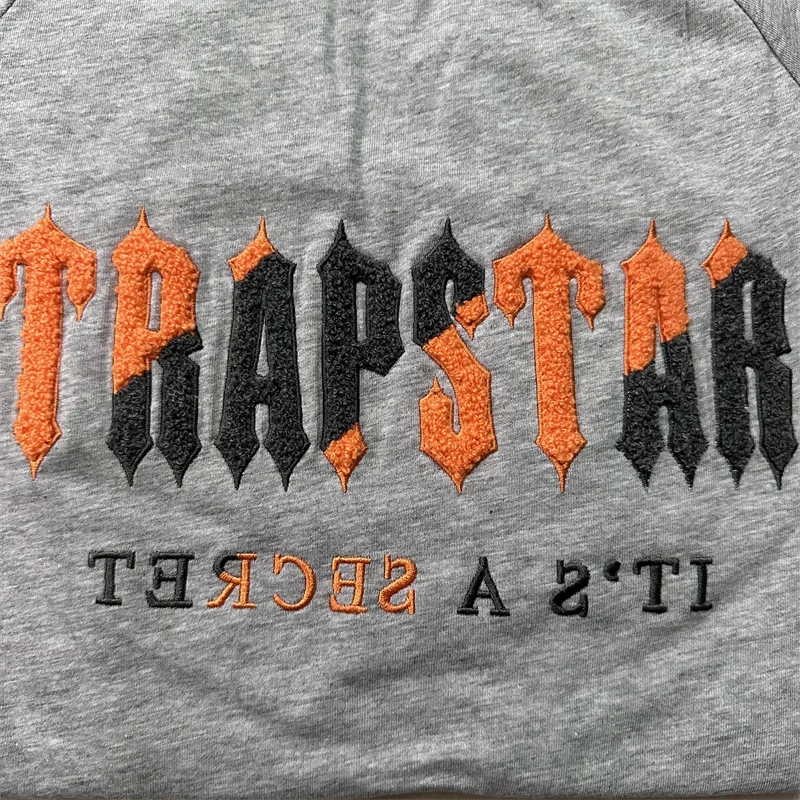 Trapstar New Spring And Summer Orange Gray Towel Embroidered Cotton High-Quality Sports T-Shirt Short-Sleeved Shorts Suit