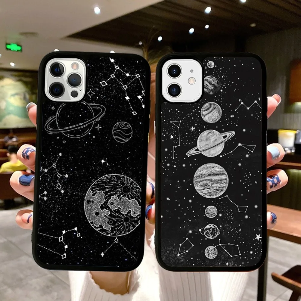 

Space Planet Moon Phone Case Silicone PC+TPU Case For iPhone 14 11 12 13 Pro Max 8 7 6 Plus X XR Hard Fundas