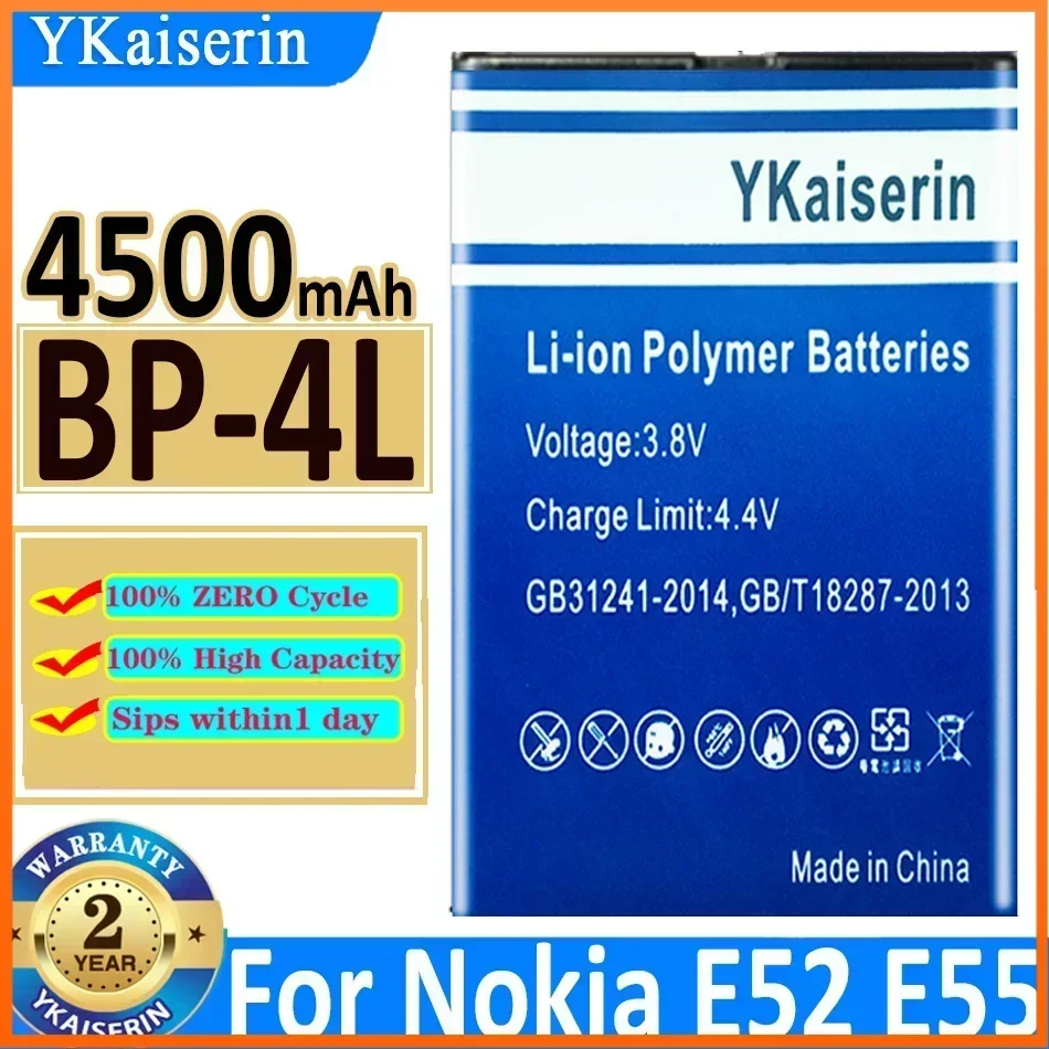 Аккумулятор YKaiserin BP-4L емкостью 4500 мАч для Nokia E61i E63 E90 E95 E71 6650F N97 N810 E72 E52 BP4L BP 4L Bateria
