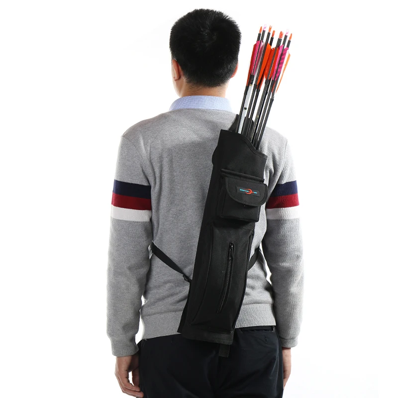 Archery Back Arrows Quiver Black Canvas Arrow Holder Shoulder Hanged Hunting Target Quiver Shooting Games Backpack