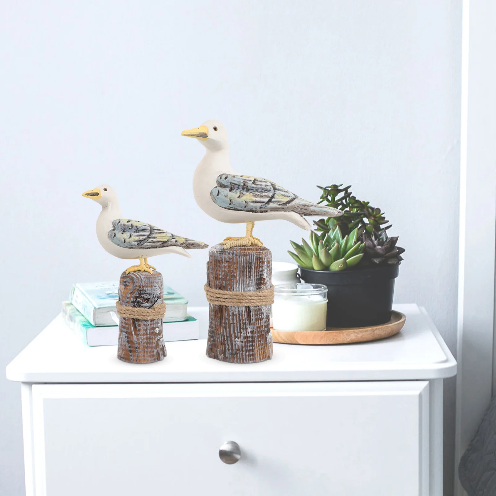 

2 Pcs Figurine Home Accessories Decor Decorations Wooden Seaside Sunflower Outdoor