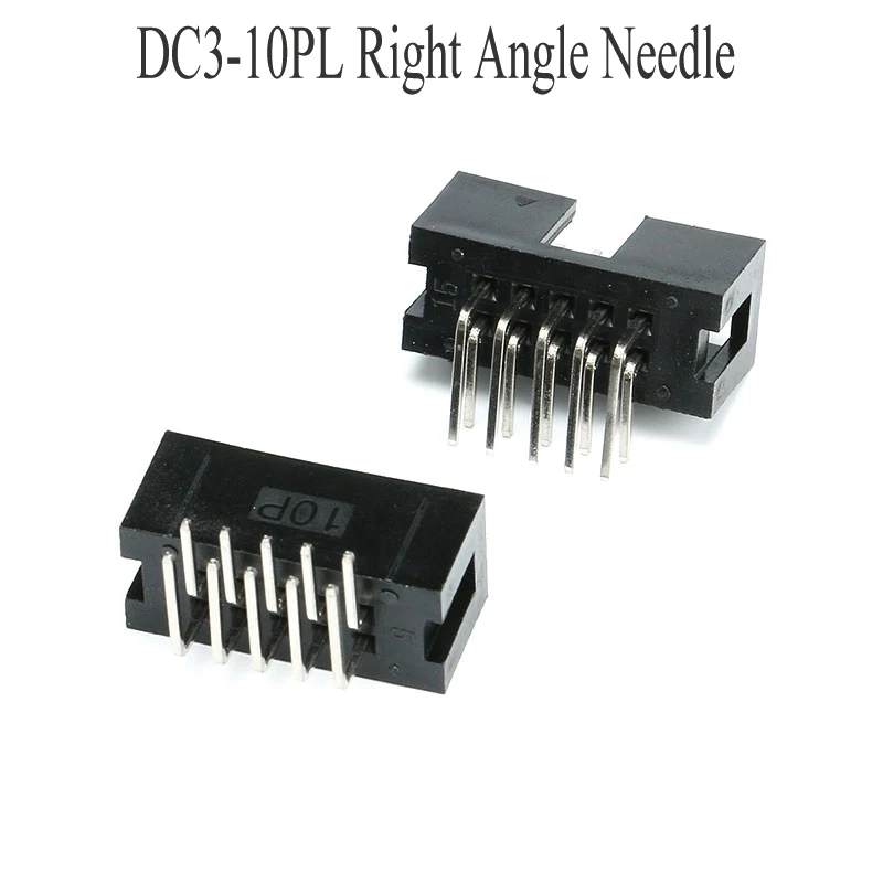 

10 шт. DC3 Dip 10-контактный шаг 2,54 мм Штекерный разъем с двумя отверстиями прямоугольный игольчатый разъем Idc Box Headers