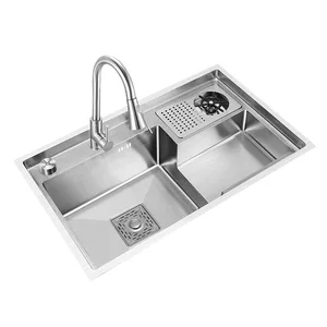 silver 7848 cup washer sink manual wire drawing dishwasher set meal kitchen stainless steel dish washing basin free global shipping