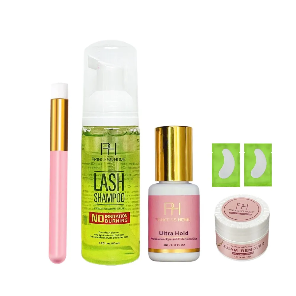 

Private Label Low Odor Ultra Hold Eyelash Extension Glue Remover Shampoo Cleaning Super Bonder Lash Eyelash Kit