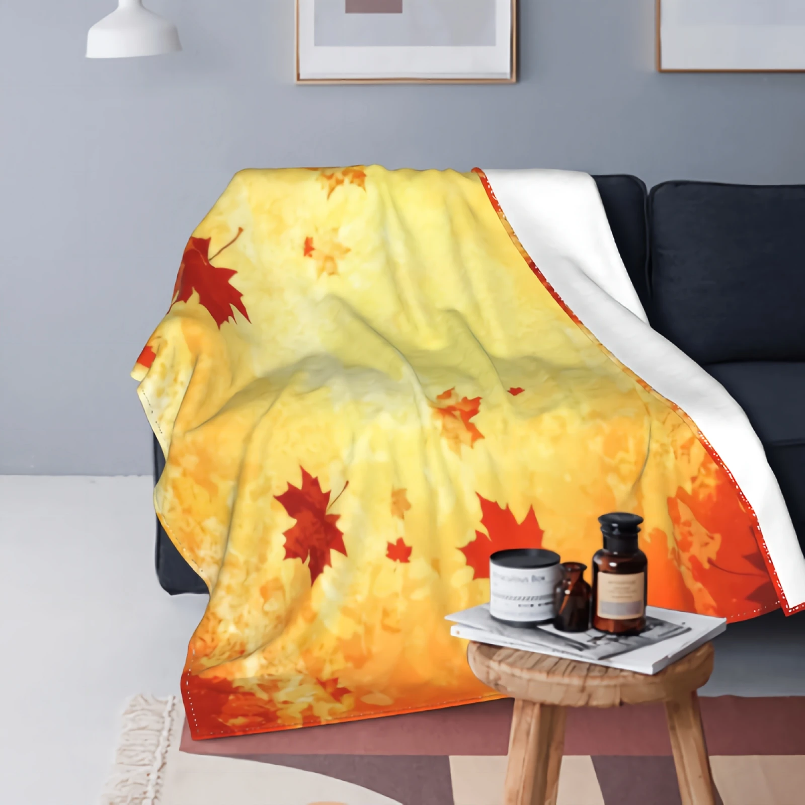 

Осеннее одеяло в виде кленовых листьев, Осеннее одеяло в виде кленовых листьев, семейный подарок на день рождения, свадьбу, подходит для куш...