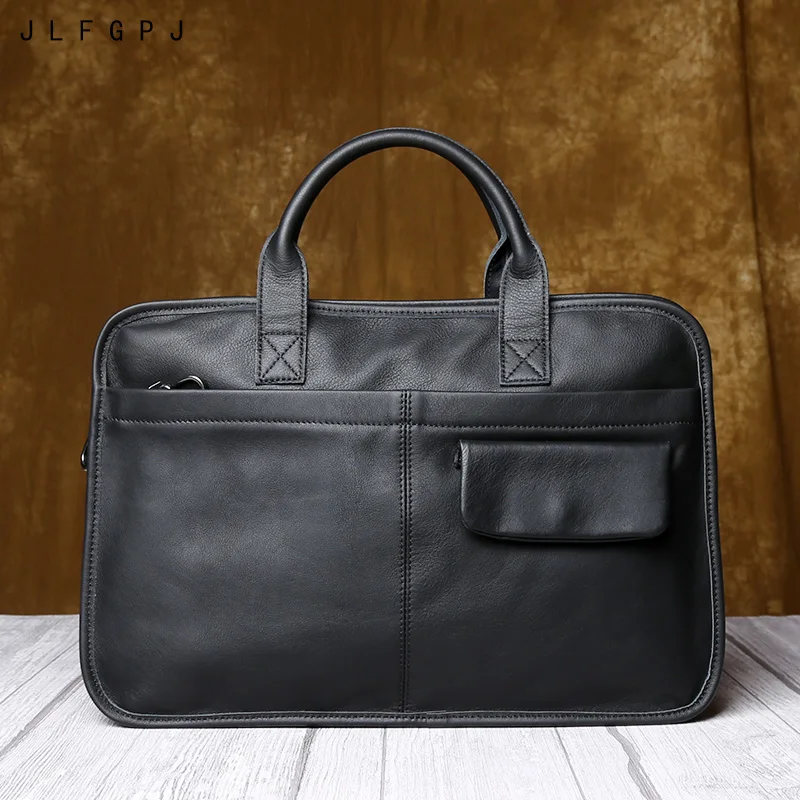 Genuine Leather Men's Horizontal Handbag First Layer Of Cowhide Large Capacity Simple Leisure Business Briefcase