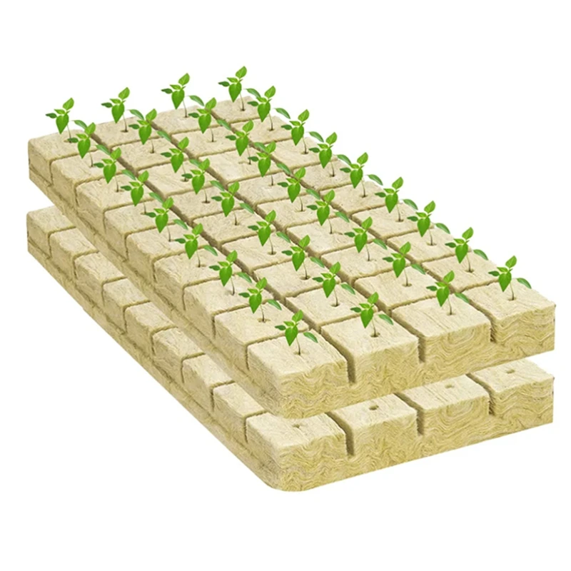 

HOT-50Pcs Stonewool Hydroponic Grow Media Starter Cubes Plant Cubes Soilless Substrate Seeded Rock Wool Plug Seedling Block