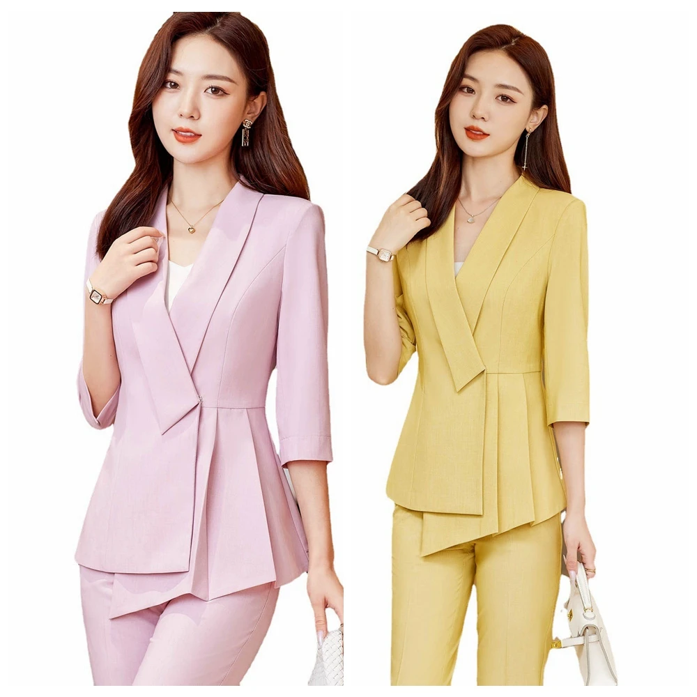 Superior Quality Spring Summer Formal Ladies Fashion Blazer Women Business with Sets Work Wear Office Casual Pants Jacket Suits