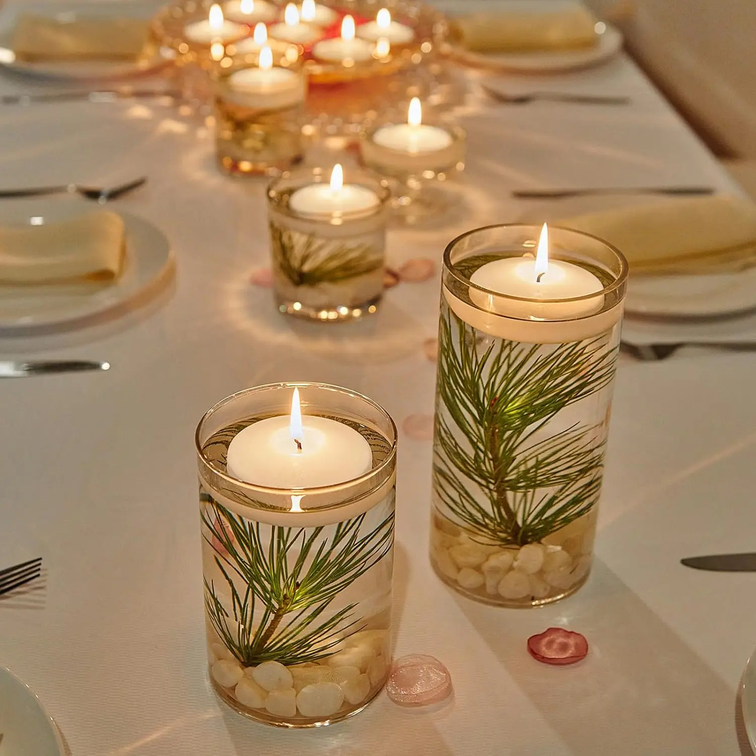 1 коробка из 24 белых плавающих свечей 3 дюйма * 4 широкий спектр функций без дыма не